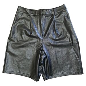 NWT Express High Waist Faux Leather Black Bermuda Shorts Sz 10 NWT